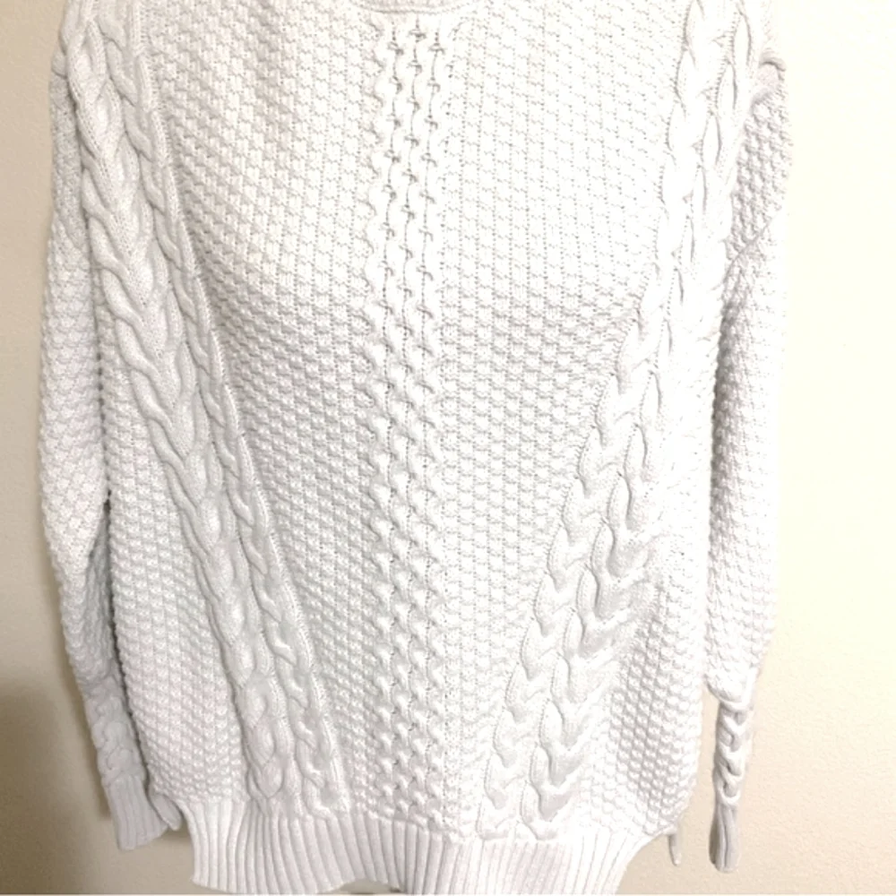 a.n.a. Cable Knit Sweater Turtle Neck M Silver Gray